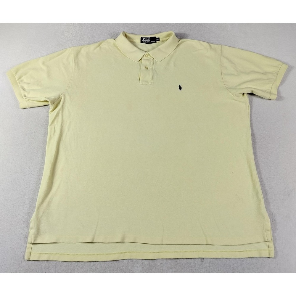 Vintage Polo By Ralph Lauren Polo Shirt Mens 2XL Yellow Pique Cotton Pony Preppy